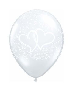 Entwined Hearts - Diamond Clear White Print - 28cm (11 Inch) Latex Balloon (37200Q)