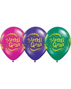 Mardi Gras Masks Assorted - Mask and Beads - 28cm (11 Inch) Latex Balloon (37205Q)