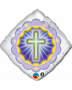 Crosses And Doves - Silver- 18 Inch Foil Balloon (41367Q)