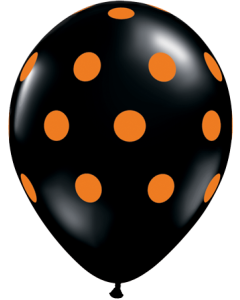 Orange & Black Big Polka Dots - 28cm (11 Inch) Latex Balloon (38470Q)