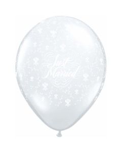 Just Married - 12cm (5 Inch) - Flowers A Round - 12cm (5 Inch) Latex Balloon (39286Q)
