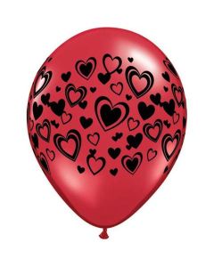 Double Hearts Wrap - 28cm (11 Inch) Latex Balloon (40817Q)