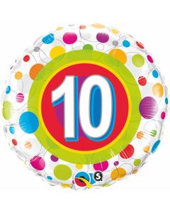 Age 10 Colourful Dots - 18 Inch Foil Balloon (41120Q)