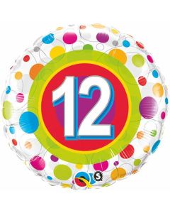 Age 12 Colourful Dots - 18 Inch Foil Balloon (41128Q)