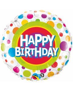Happy Birthday Colourful Dots - 18 Inch Foil Balloon (41136Q)