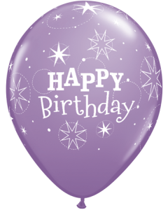 Happy Birthday Sparkle Lilac - 28cm (11 Inch) Latex Balloon (41410Q)