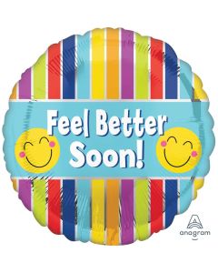 Feel Better Soon Stripe 45cm Foil Balloon (Get Well) (4141701AM)