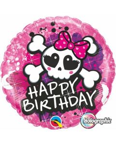 Birthday Skull Bow & Crossbones - 18 Inch Foil Balloon (41588Q)