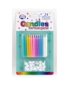 Pastel Candles - Pack 24 with holders (431127A)