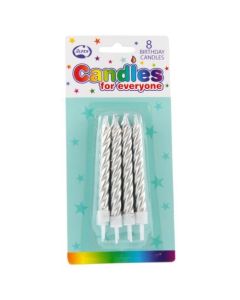 Jumbo Silver Candles With Holder (Pack of 8) (431143A)