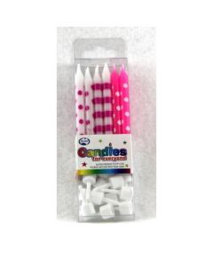 Dot & Stripe - Magenta - Candle(Pack of 12) (431180A)
