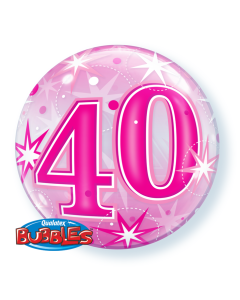 40 Pink Starburst Sparkle - 22 Inch Bubble Balloon (43125Q)