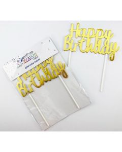 Cake Topper - Happy Birthday - Metallic Gold (443002A)