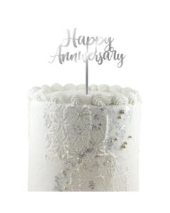 Cake Topper - Happy Anniversary Silver (443024A)