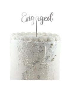 Cake Topper - Engaged Silver Acrylic (443026A)