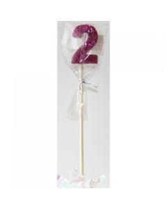 Pink Glitter Long Stick Candle # 2 (447502A)