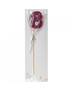 Pink Glitter Long Stick Candle # 8 (447508A)