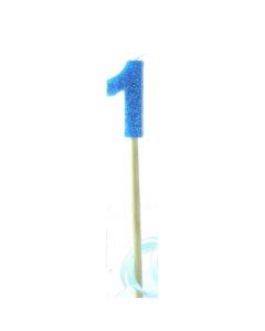 Blue Glitter Long Stick Candle # 1 (447701A)