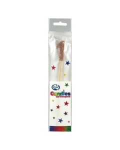Rose Gold Glitter Long Stick Candle number 1 (447751A)