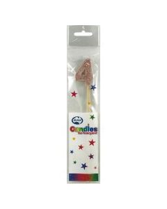 Rose Gold Glitter Long Stick Candle number 4 (447754A)