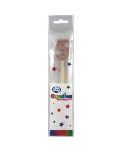 Rose Gold Glitter Long Stick Candle number 5 (447755A)