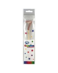 Rose Gold Glitter Long Stick Candle number 7 (447757A)