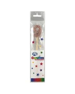 Rose Gold Glitter Long Stick Candle number 9 (447759A)
