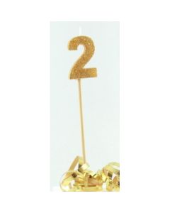 Gold Glitter Long Stick Candle # 2 (447802A)