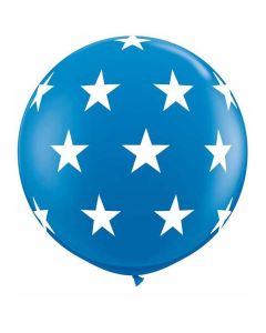 Big Stars A-Round - Dark Blue  - 3 Foot (3ft) Latex Balloon (45218Q)