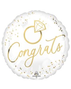 White Gold Wedding Congrats 45cm Foil Balloon (4570101AM)