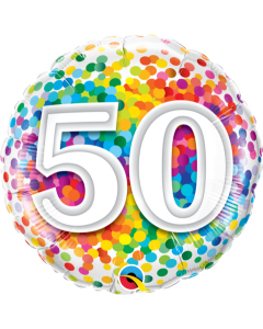 50 Rainbow Confetti - 18 Inch Foil Balloon (49543Q)