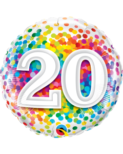 20 Rainbow Confetti - 18 Inch Foil Balloon (49551Q)
