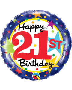 21st Birthday Stars - 18 Inch Foil Balloon (49616Q)