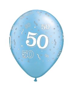 50-A-Round Azure Blue Pearl - 28cm (11 Inch) Latex Balloon (50-02)