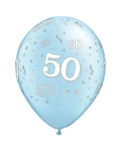 50-A-Round Light Blue - Pearl 28cm (11 Inch) Latex Balloon (50-03)