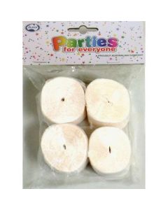 White Crepe Streamers (Pack of 4) - 35mm wide x 13m long x 4 qty (510011A)