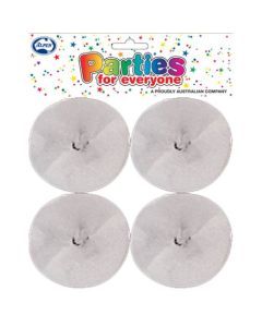 Grey Crepe Streamers (Pack of 4) - 35mm wide x 13m long x 4 qty (510013A)