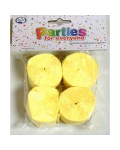 Canary Yellow Crepe Streamers (Pack of 4) - 35mm wide x 13m long x 4 qty (510062A)