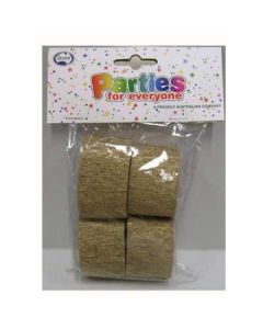 Shimmer Gold Crepe Streamers (Pack of 4) - 35mm wide x 13m long x 4 qty (510085A)