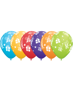 Present & Stars - 28cm (11 Inch) Latex Balloon (51136Q)