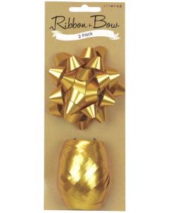 Ribbon & Bow Star & Egg - Gold (E2438)