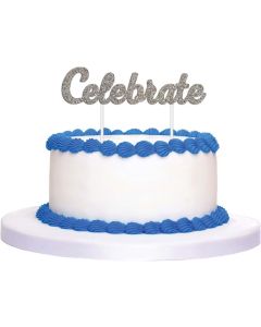 Cake Topper - Silver Celebrate (E4112)
