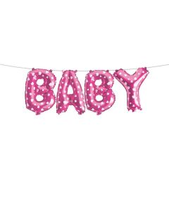 Baby - Pink with Dots - Foil Balloon Banner (E4329 )