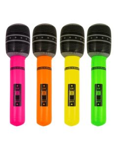 Inflatable Microphone 40cm 4 assorted neon colours (550012A)