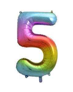 5 Rainbow Number - 86cm (34') Foil Balloon (5RainA)