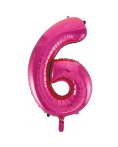 6 Magenta Pink Number - 86cm (34') Foil Balloon (6PinkA)