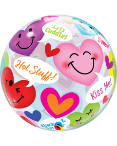 Conversation Smiley Hearts - 22 Inch Bubble Balloon (78466Q)
