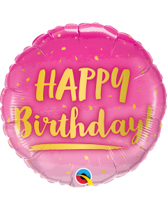 Gold And Pink Happy Birthday - 18 Inch Foil Balloon (78672Q)