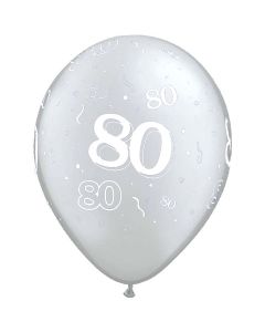 80-A-Round Silver Pearl - 28cm (11 Inch) Latex Balloon (80-15)
