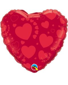 Red on Red Hearts - 18 Inch Foil Balloon (84775Q)